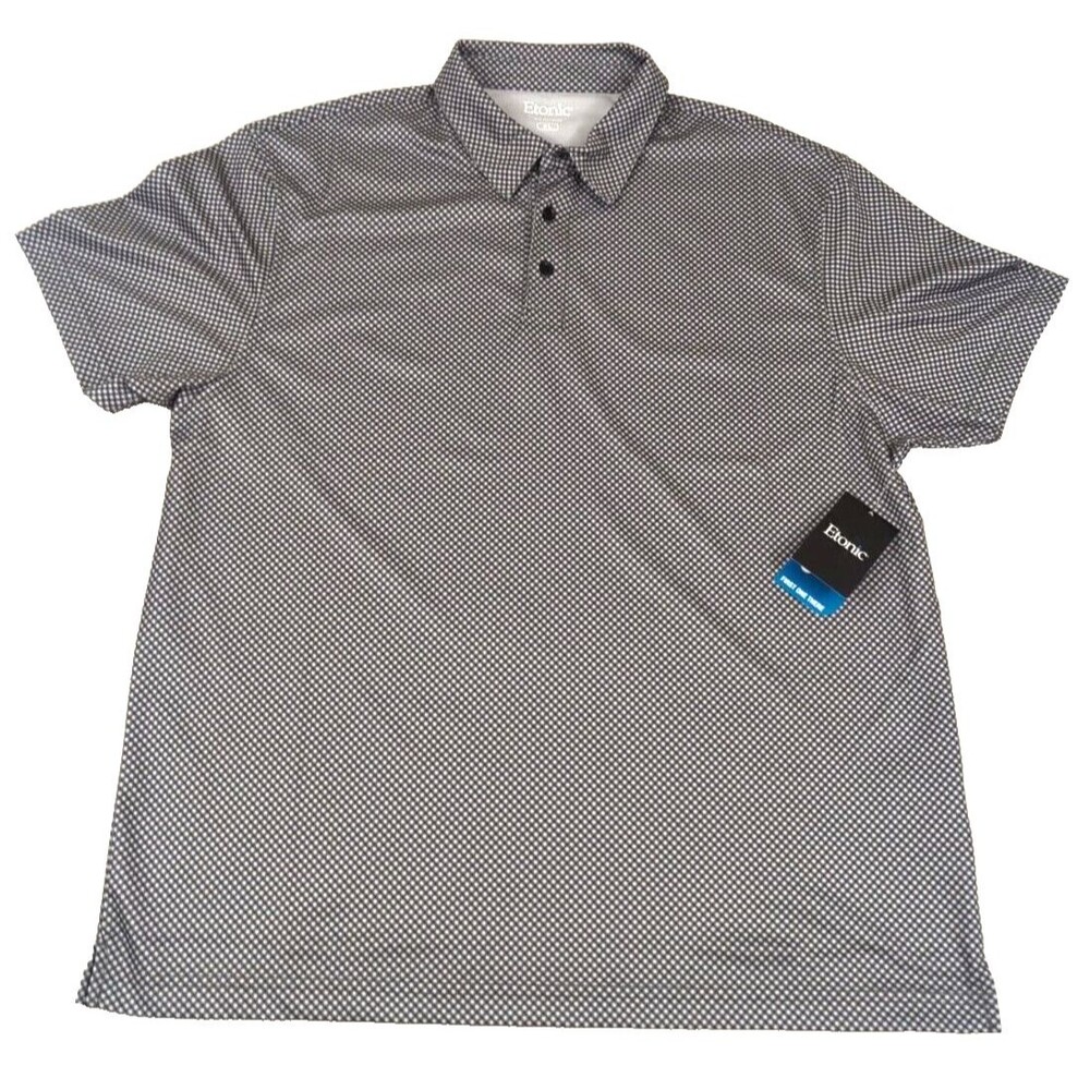Etonic Men's Short Sleeve Polo Shirt Pearl Pique Golf Grey White Dots XL NEW NWT